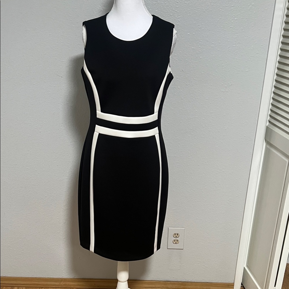 Elegant Black and White Sleeveless Dress